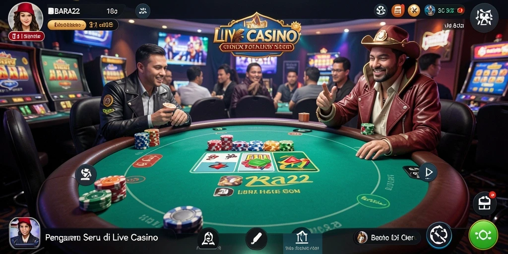 Tampilan gameplay menarik dari BARA22 dengan dealer langsung.