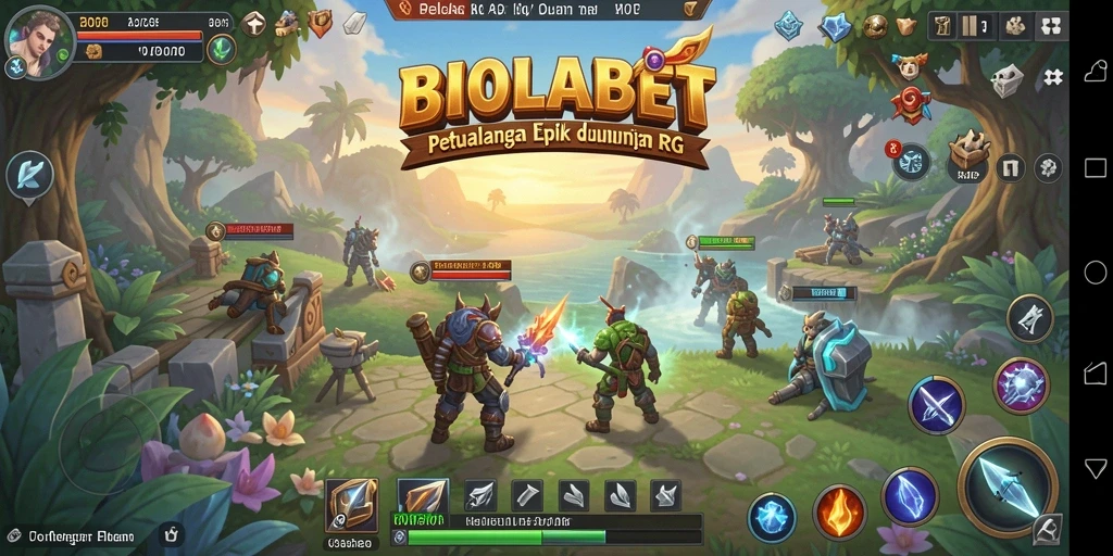 Tampilan gameplay epik dari BIOLABET yang menampilkan pertarungan RPG.
