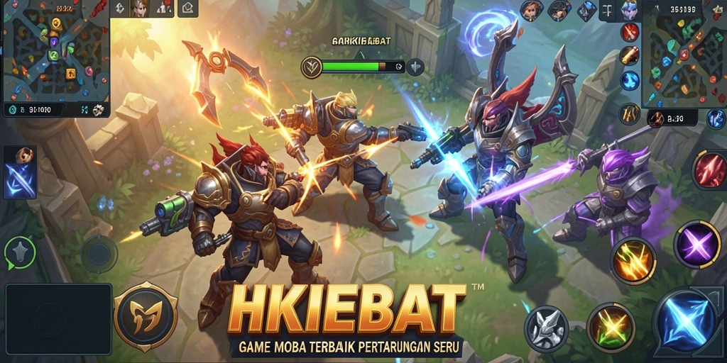 Screenshot HOKIHEBAT menampilkan aksi pertarungan seru dalam permainan MOBA.