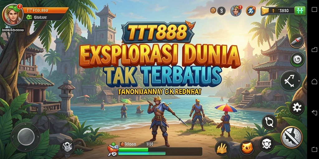 Screenshot gameplay TTT888 menunjukkan eksplorasi dunia yang luas.
