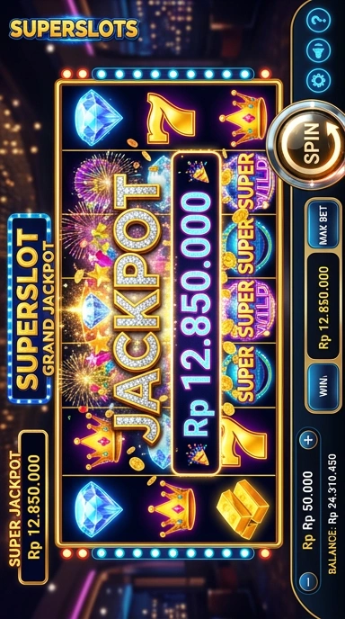 Tampilan antarmuka aplikasi superslots yang intuitif.